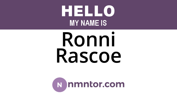 Ronni Rascoe