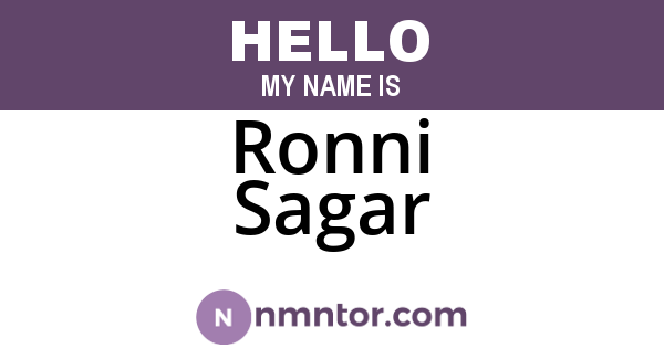 Ronni Sagar
