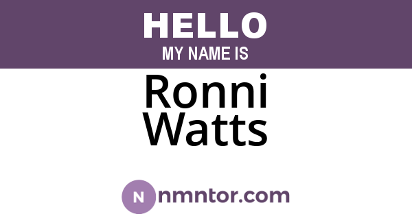 Ronni Watts