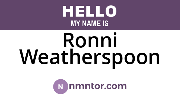 Ronni Weatherspoon