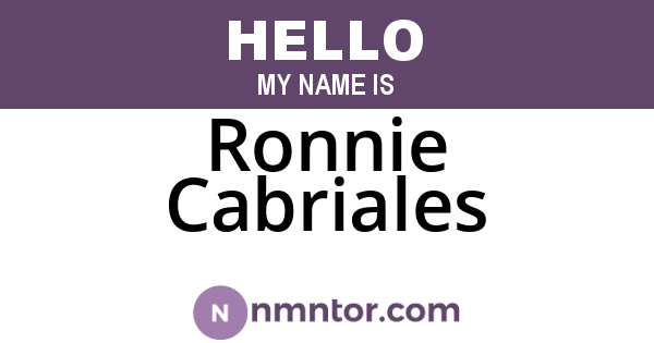 Ronnie Cabriales