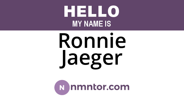 Ronnie Jaeger