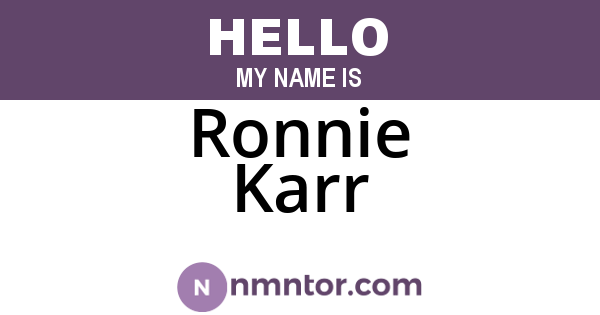 Ronnie Karr