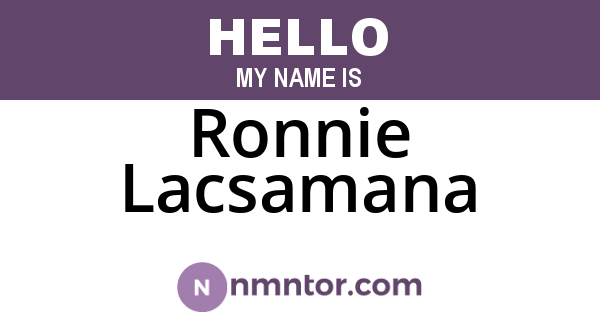 Ronnie Lacsamana