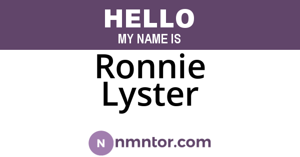 Ronnie Lyster