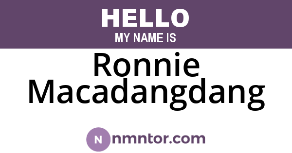 Ronnie Macadangdang
