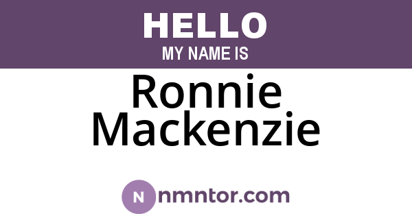 Ronnie Mackenzie