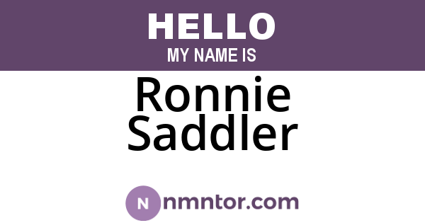 Ronnie Saddler