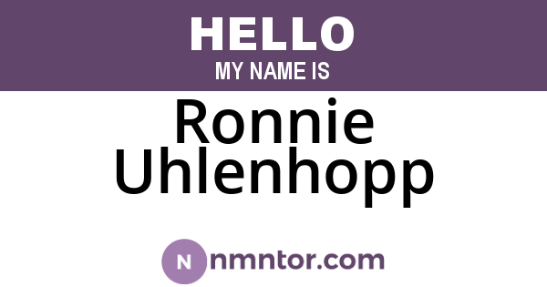 Ronnie Uhlenhopp