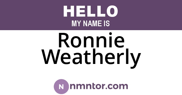 Ronnie Weatherly
