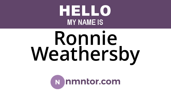 Ronnie Weathersby