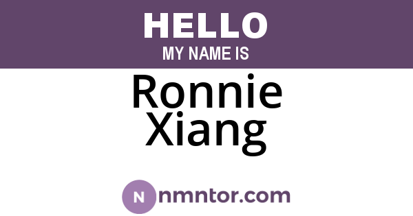 Ronnie Xiang