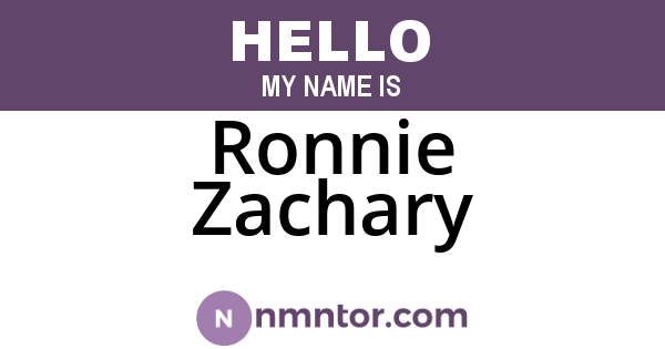 Ronnie Zachary