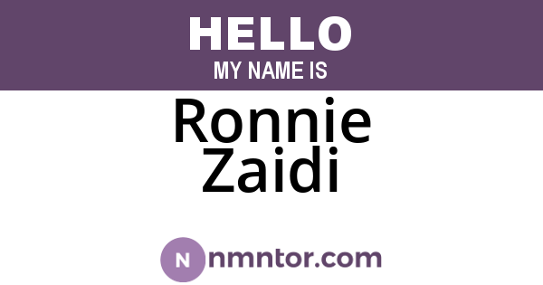 Ronnie Zaidi