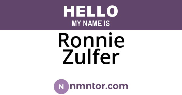 Ronnie Zulfer