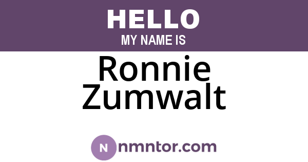 Ronnie Zumwalt