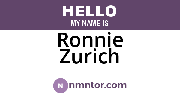 Ronnie Zurich