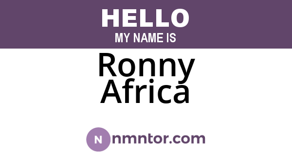 Ronny Africa