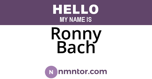Ronny Bach