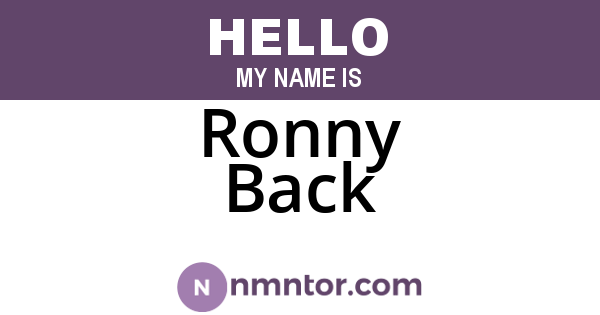 Ronny Back