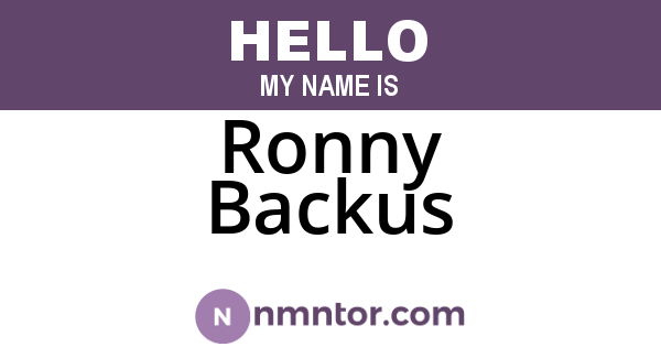 Ronny Backus