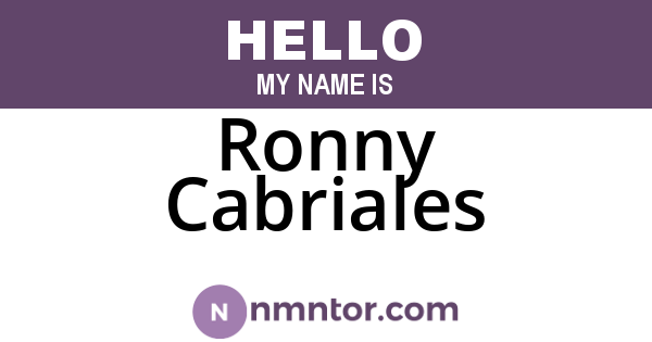 Ronny Cabriales