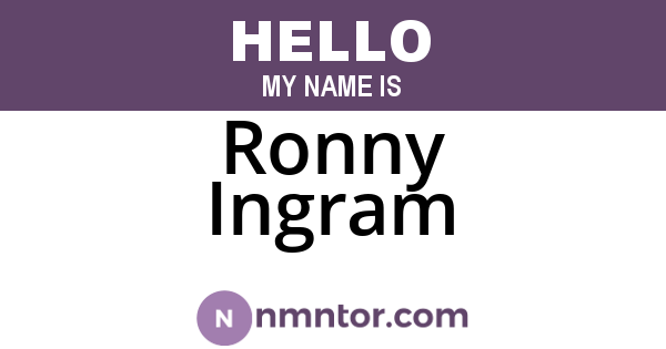 Ronny Ingram