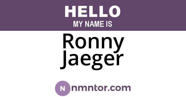 Ronny Jaeger