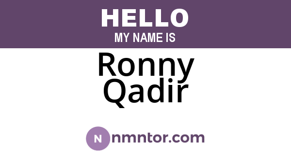 Ronny Qadir