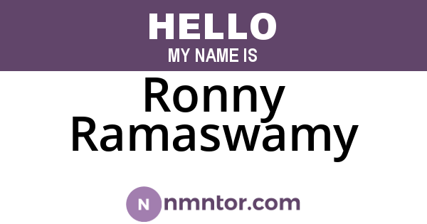 Ronny Ramaswamy