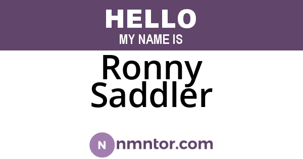 Ronny Saddler