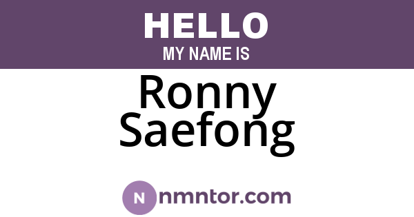Ronny Saefong