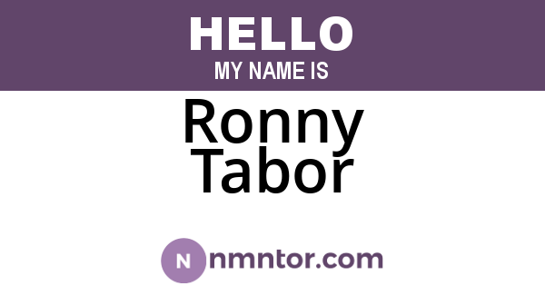 Ronny Tabor