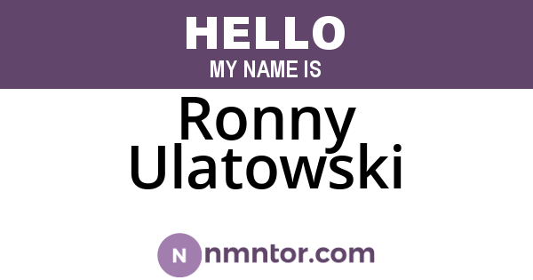 Ronny Ulatowski