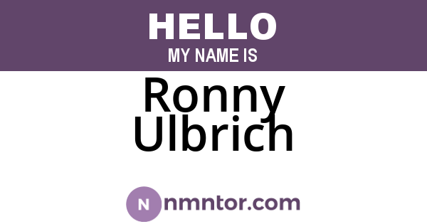 Ronny Ulbrich