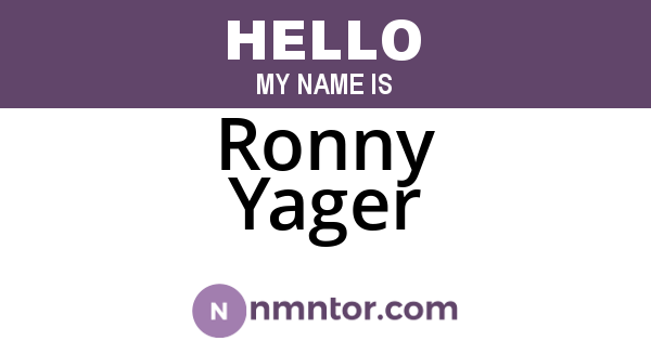 Ronny Yager