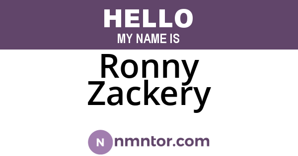 Ronny Zackery