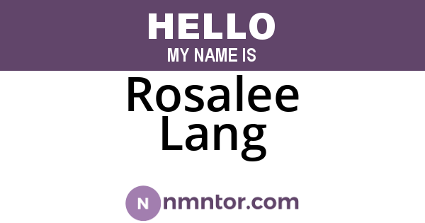 Rosalee Lang