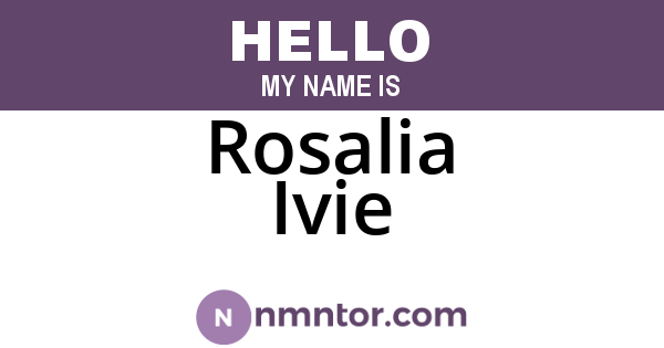 Rosalia Ivie
