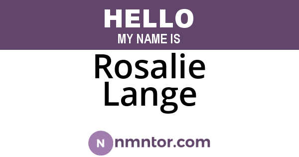 Rosalie Lange
