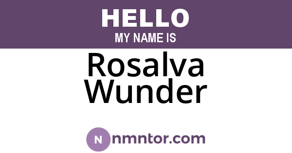 Rosalva Wunder