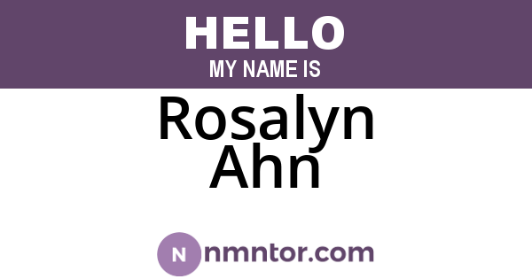 Rosalyn Ahn