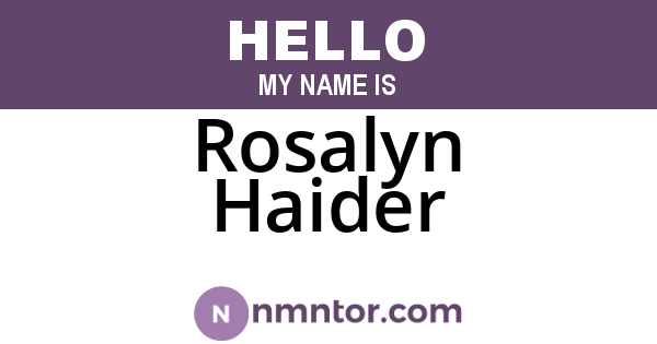 Rosalyn Haider