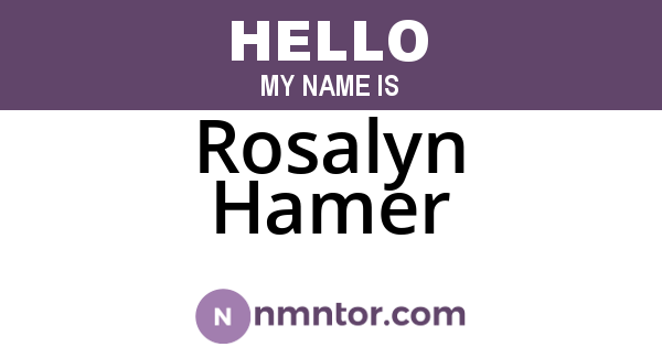 Rosalyn Hamer