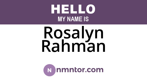 Rosalyn Rahman