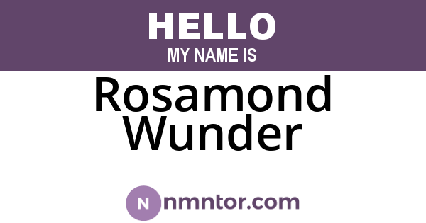 Rosamond Wunder