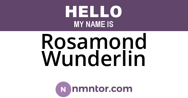 Rosamond Wunderlin