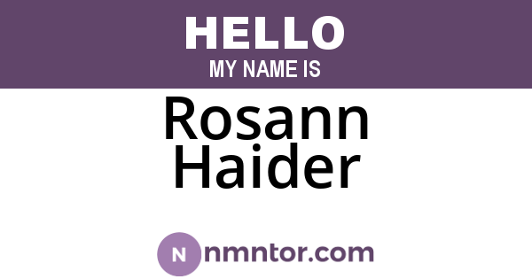 Rosann Haider