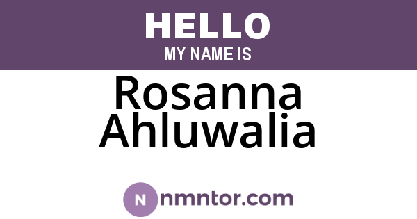 Rosanna Ahluwalia
