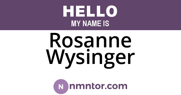 Rosanne Wysinger